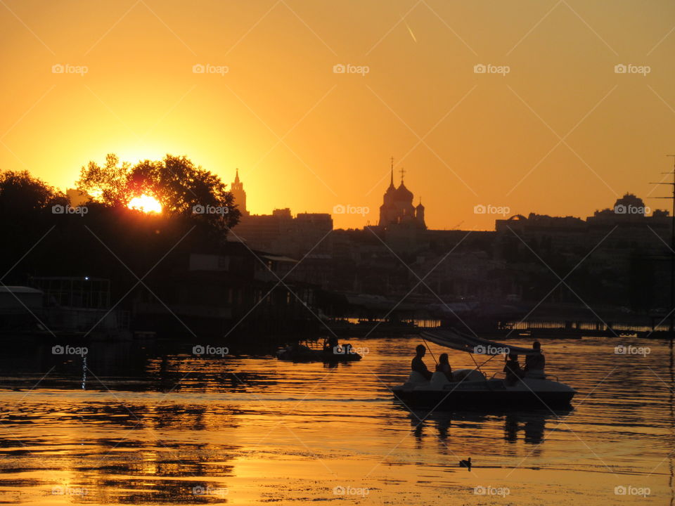 sunset on the Voronezh river in the summer