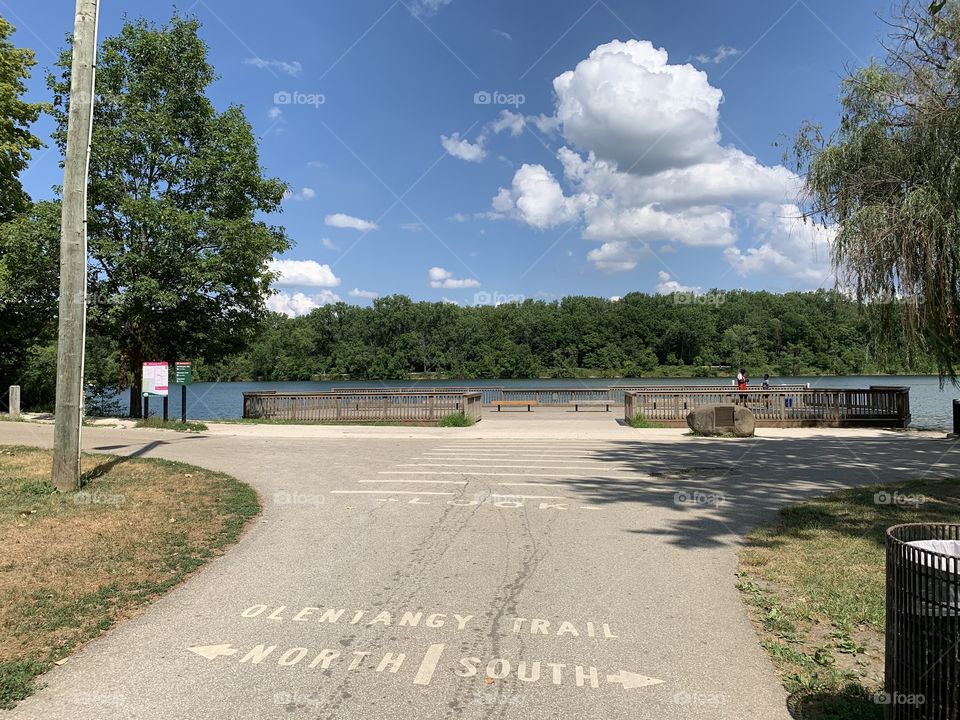 As we happen upon a lake, we can go one of two directions. Which way shall we go? (The answer is they both go to the same place).