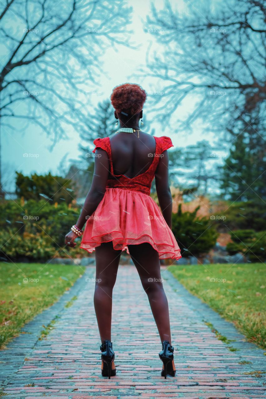 Magic, high fashion girl looking towards her future