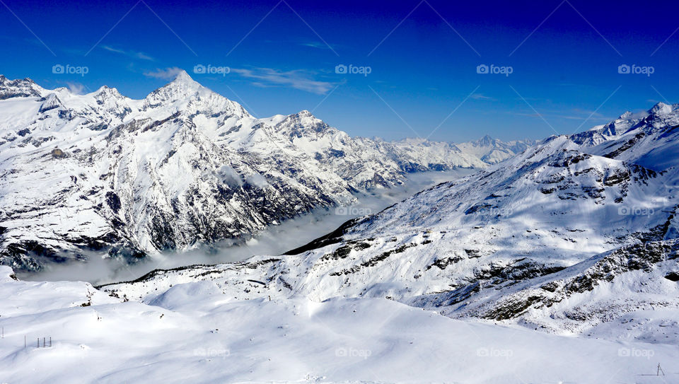 Matterhorn peak snow mountain, zermatt, switzerland winter