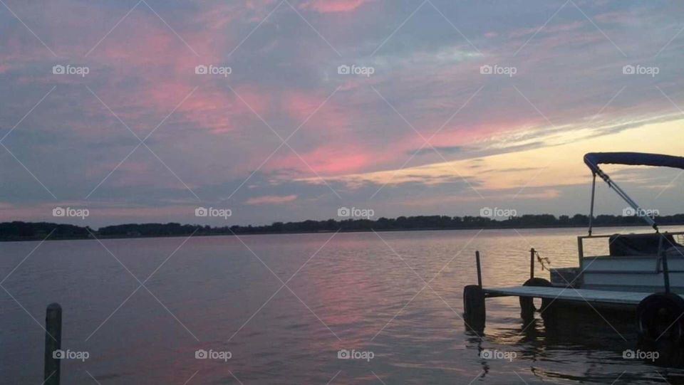 sunset on the lake