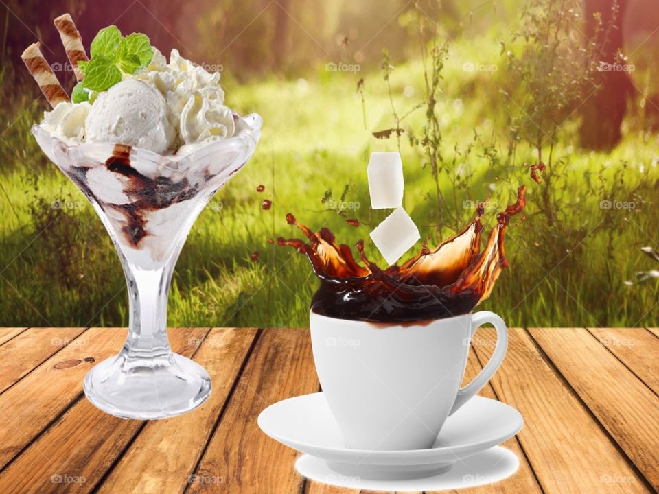 contrast of ice cream with hot coffee 2.0