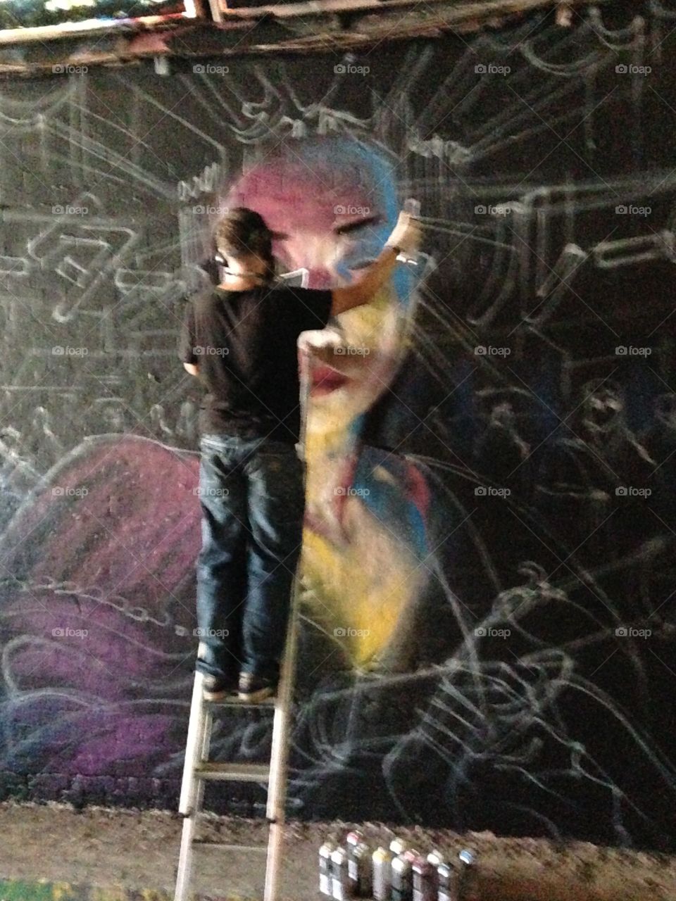 Graffiti artist. A tunel near London Waterloo st becomes once a year a platform for graffiti artists