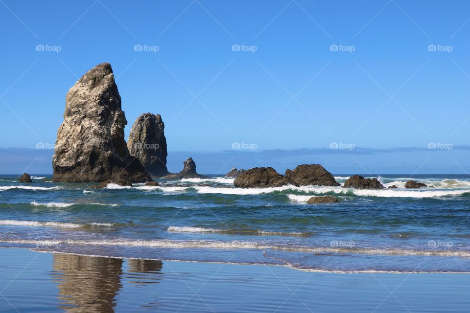 Haystack rocks and waves 