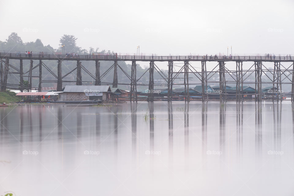 Wood bridge in Sagklaburi Kanchanaburi Thailand 