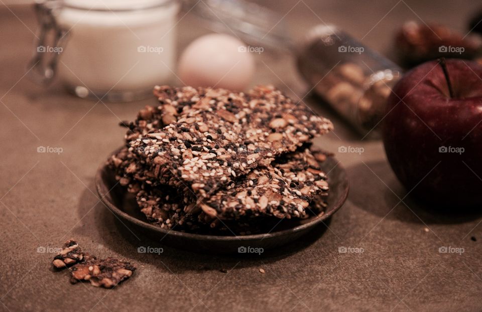 Protein bar in plate