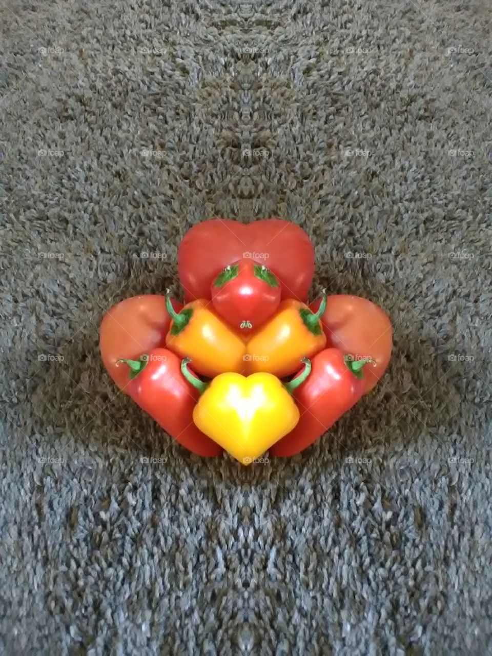 beautiful heart of tomatoes and bell peppers. I wanted to show my kids that fruits are healthy and you can love them so I decided to make this heart to show them.