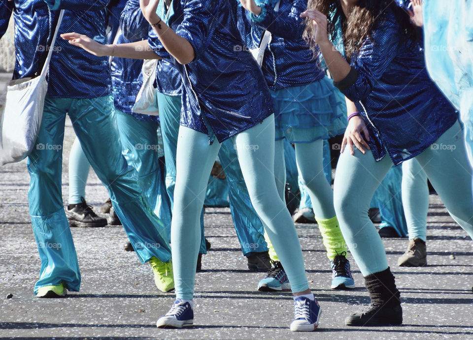 group dancing in the street