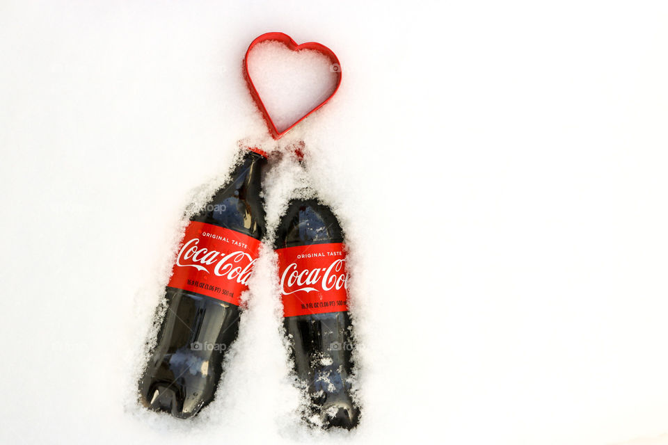 Love Coca-Cola- coke in the snow with a heart.