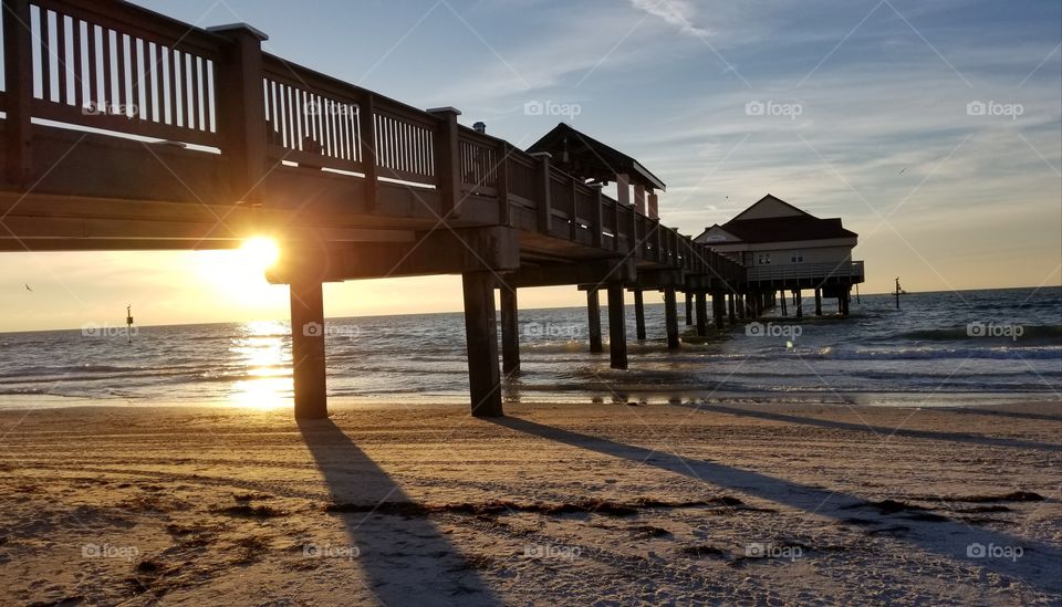 Sunset at Clearwater beach at the pier