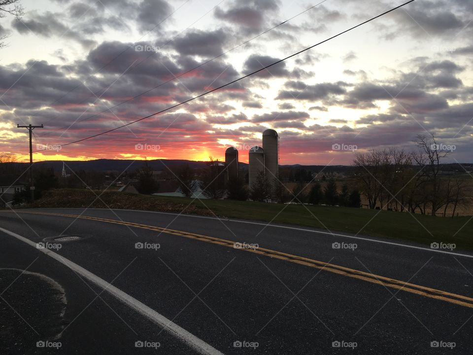 Sunset on the mountain. 