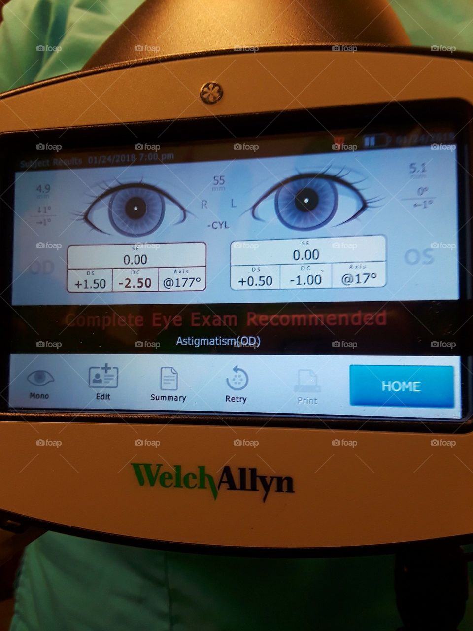 Close Up Eye Vision Exam Test Monitor