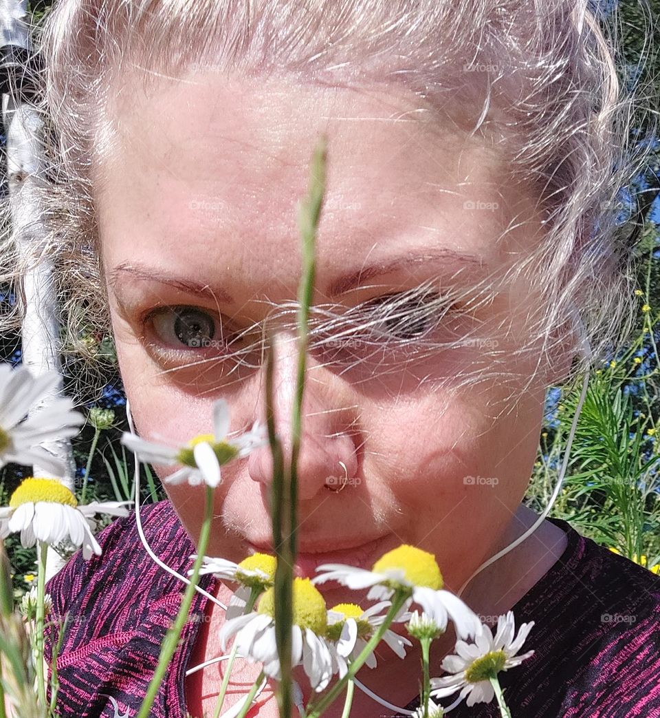 portrait with wild flowers