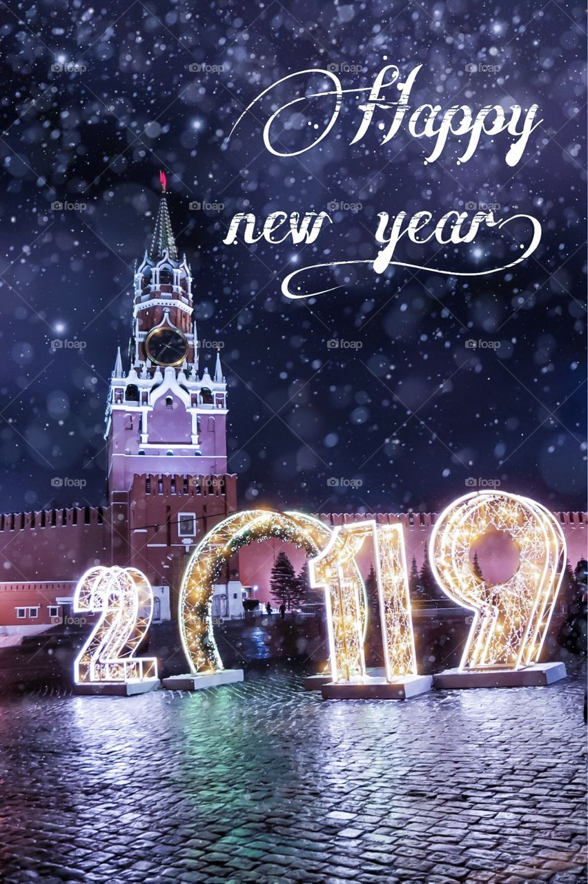 Happy new year 2019 in Moscow 