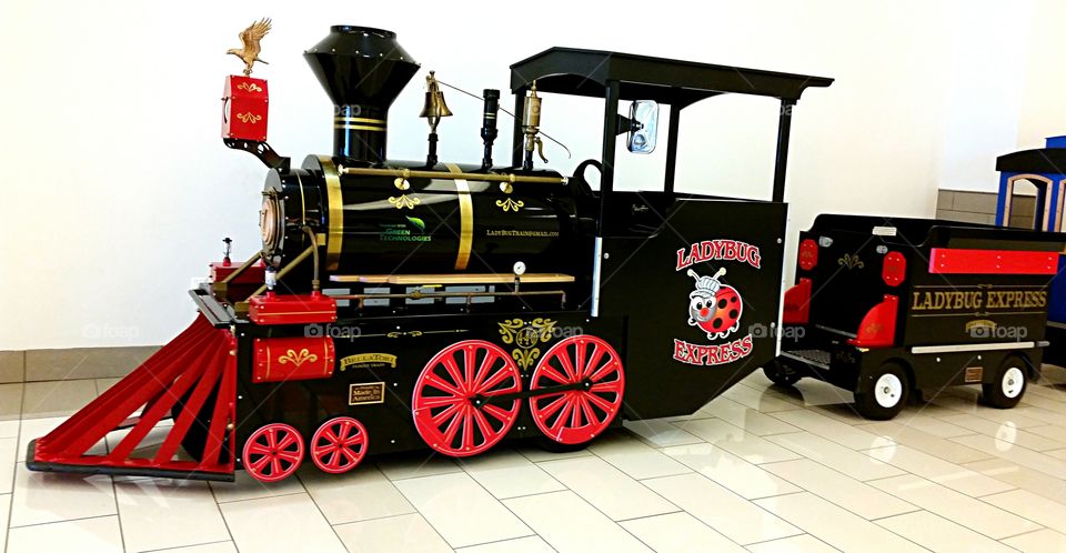 Lady Bug Express. Battery powered train for kids at the mall.