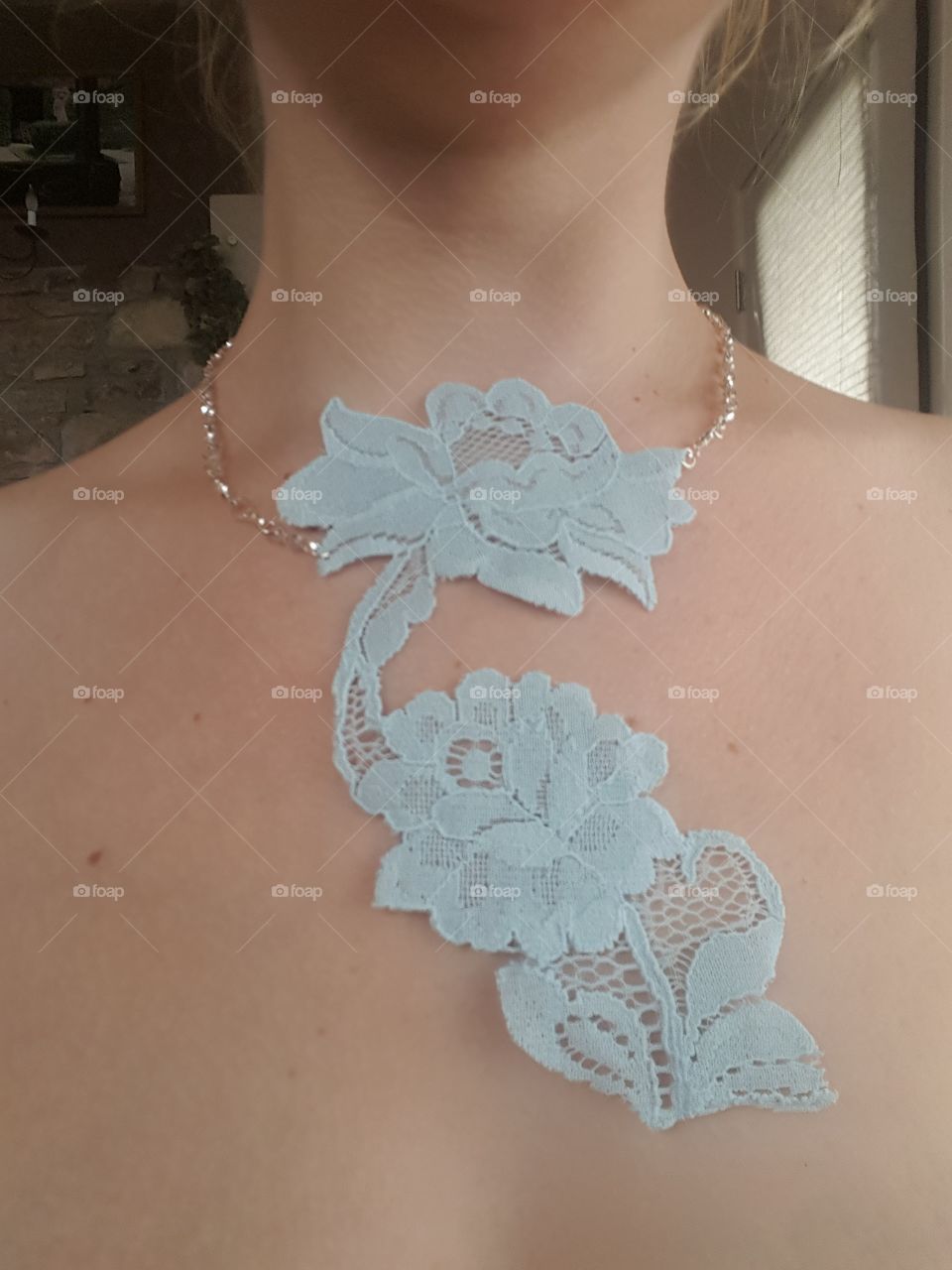 handmade fashion necklace made out of cut lace