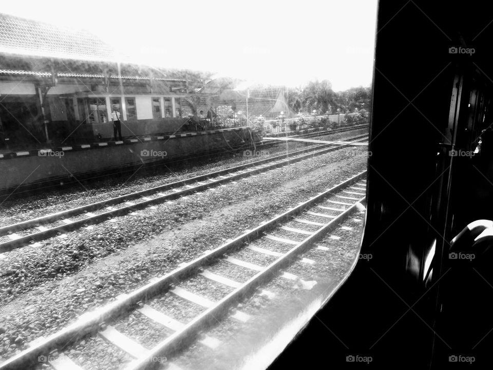 From behind the train window