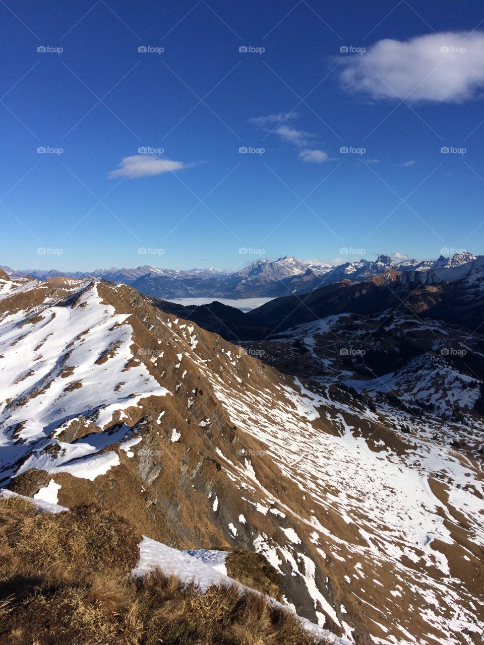 Mountain peak, French Alps, looking into Switzerland