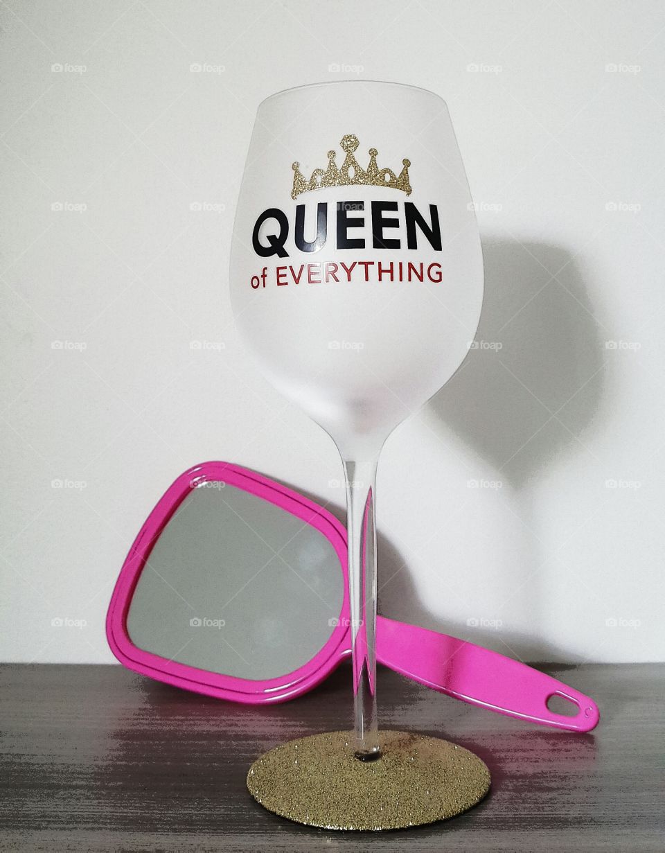 wine glass and mirror