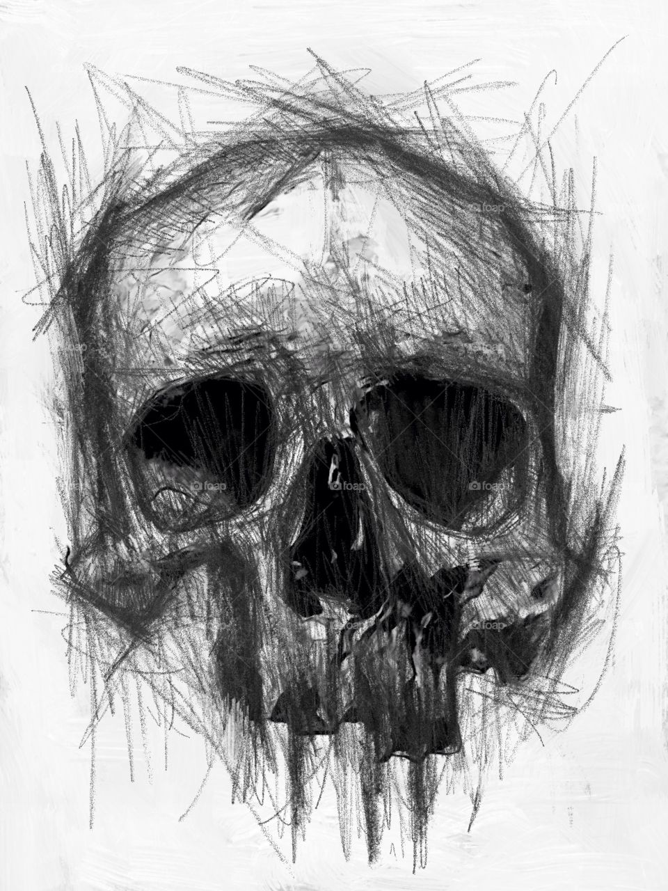 Old skull. Skull drawing on paper...;)
