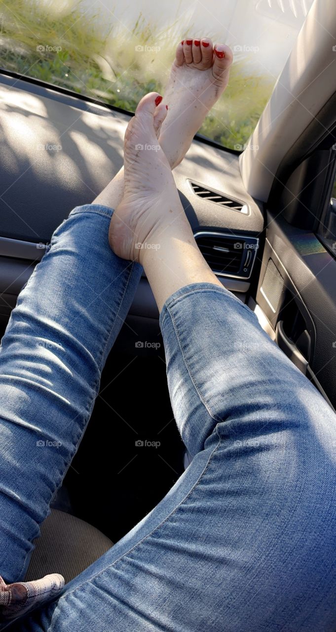 Feet on dash