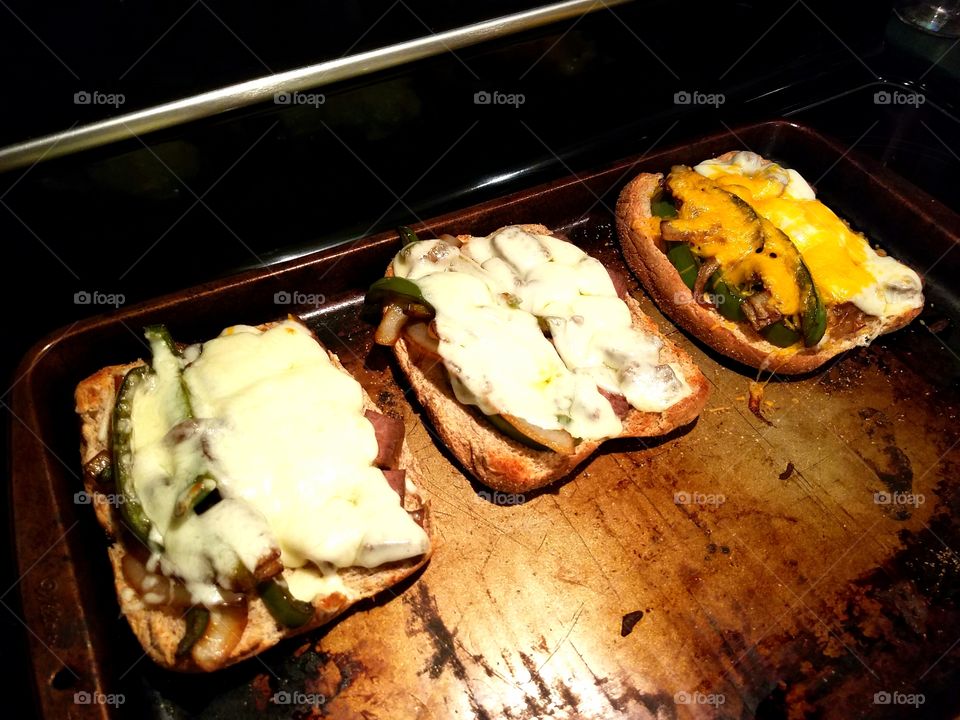 Assorted homemade cheesesteaks