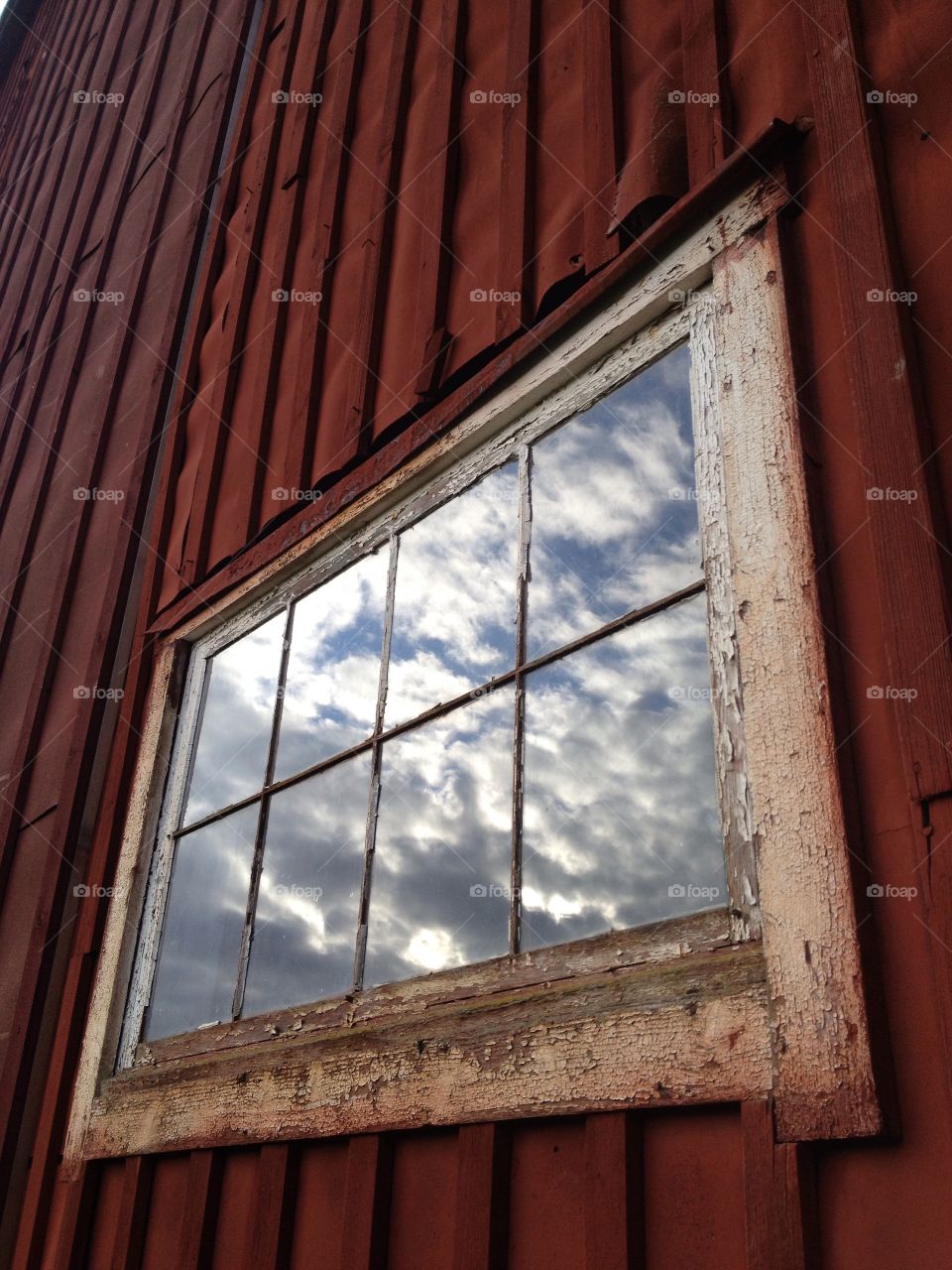 Reflection in barn window