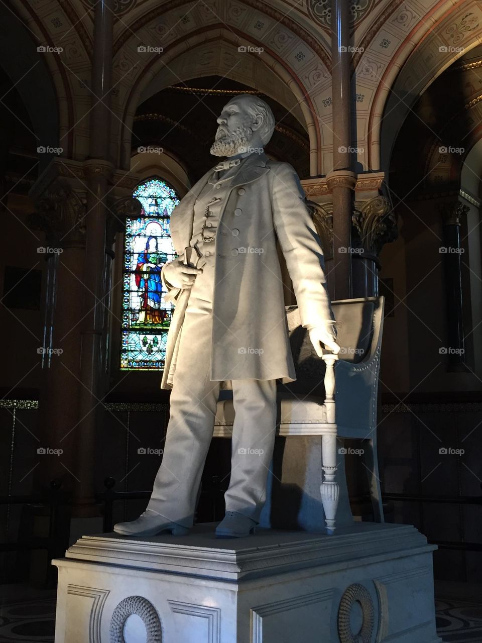 Statue of US President James A. Garfield in his mausoleum in Cleveland Ohio