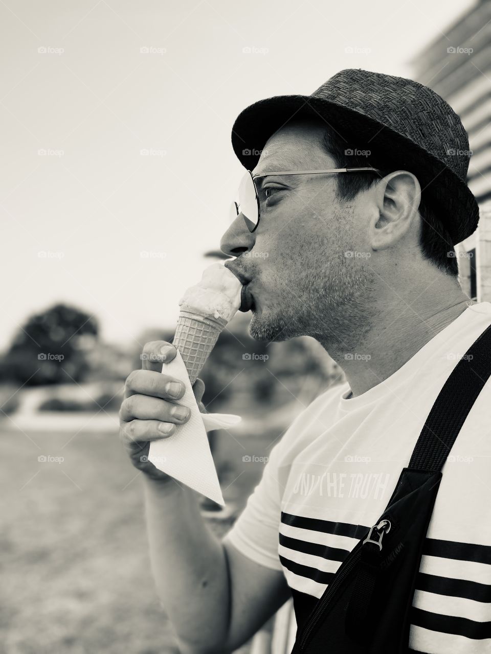 Man eating ice cream