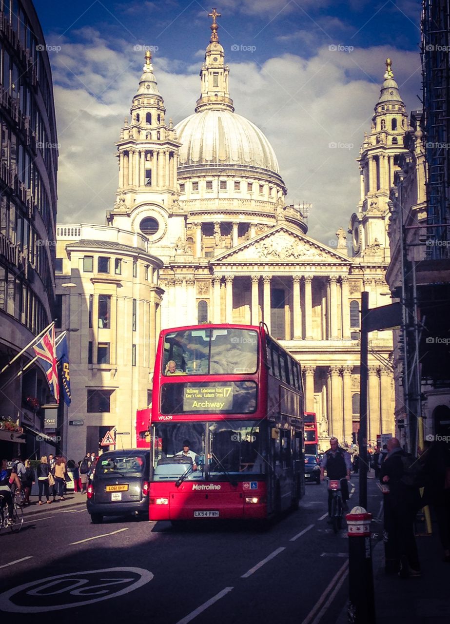 View of St Paul's Cathedral, London. 