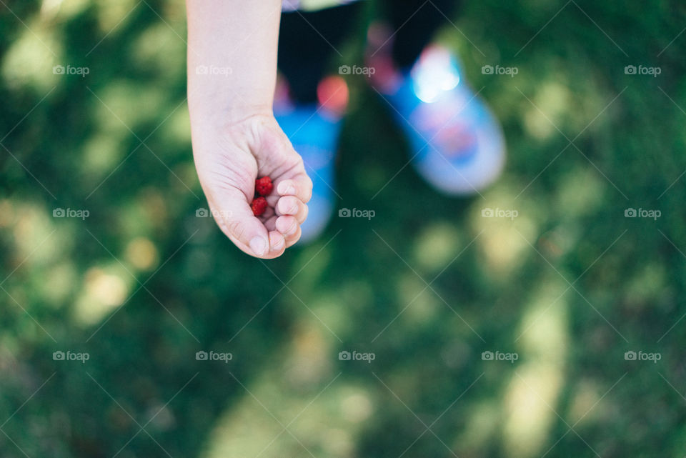 Red berry blue shoes