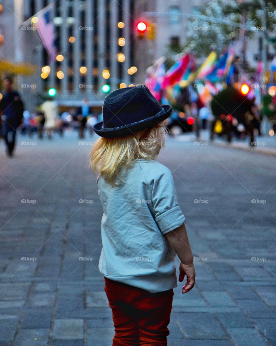 My boy in Rockefeller center