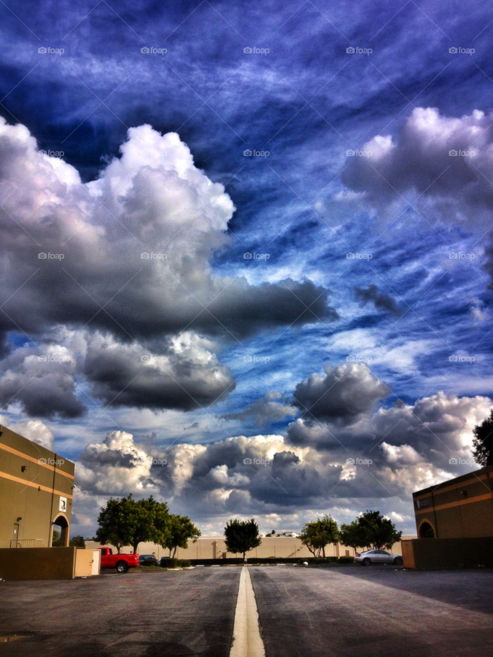 sky clouds trees storm by analia