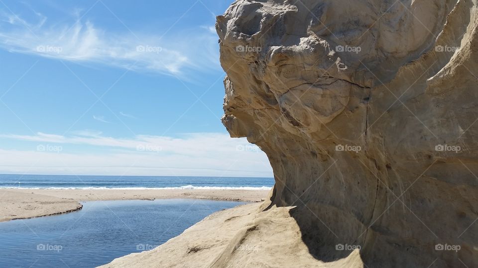 Beach lagoon bluff. ocean beach lagoon bluff sandstone pacific coast