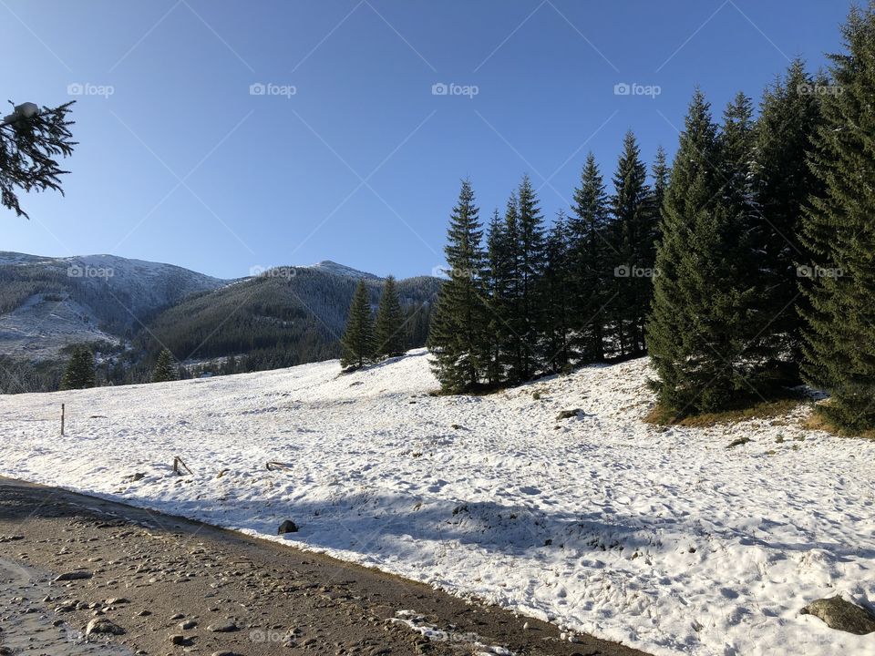 First snow in mountains 