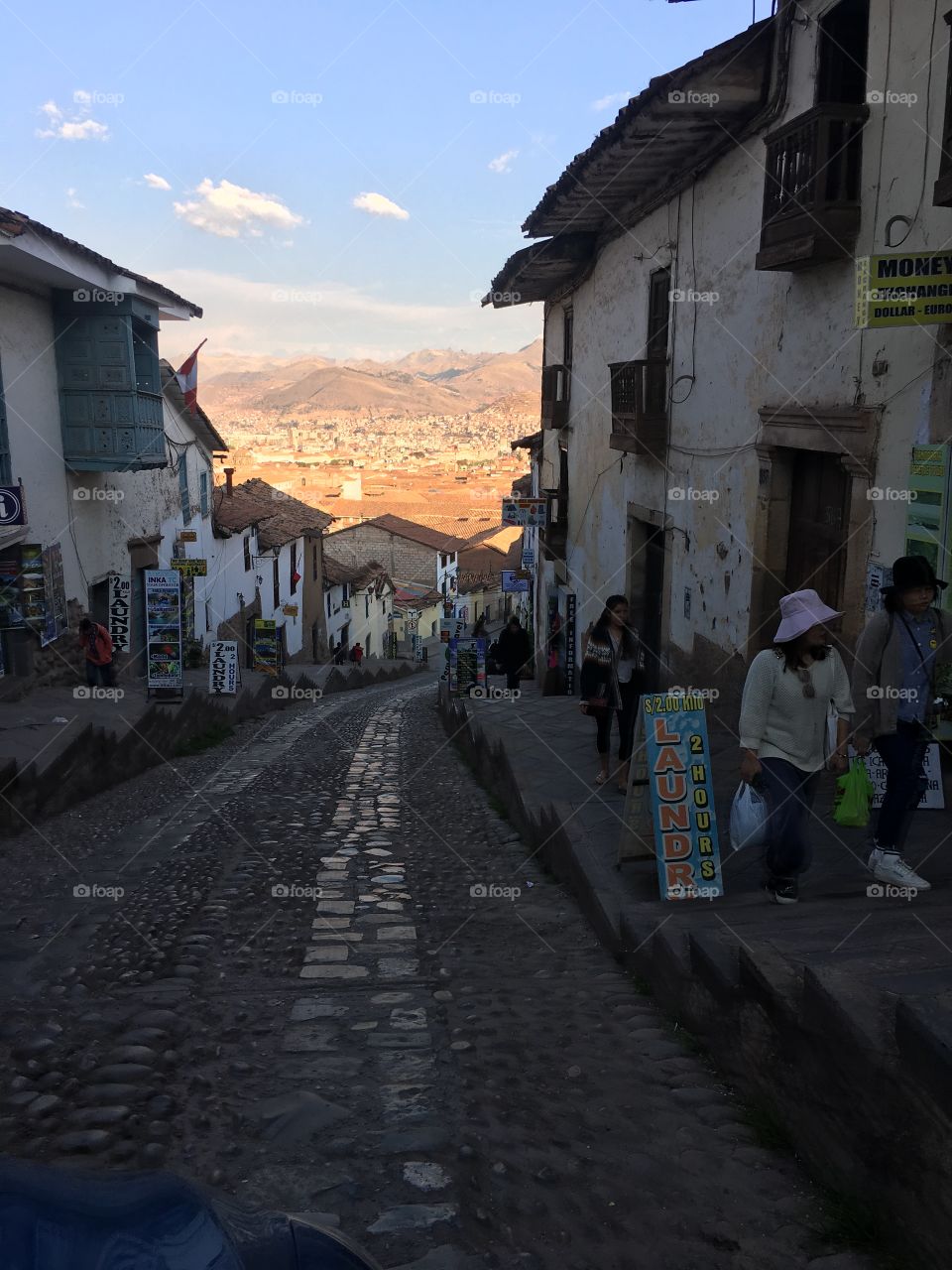 The narrow streets of Cuzco Peru 