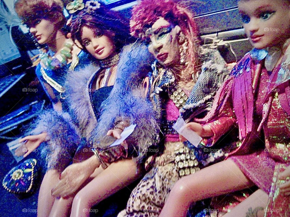 “Davey Bowie” senior, my first handmade creation in the likeness of “David Bowie” is hanging out with his also miniature groupies in the art studio where I lived in “Midtown Manhattan” in 2009. Hypnotic Productions