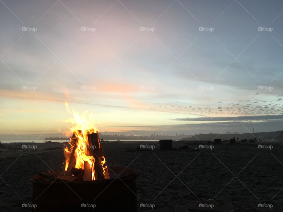 Bonfire at Seabright Beach in Santa Cruz
