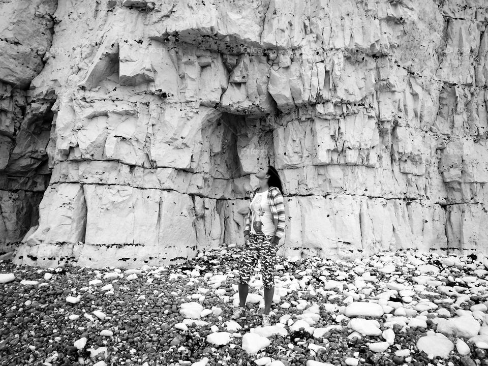 Woman and the cliffs