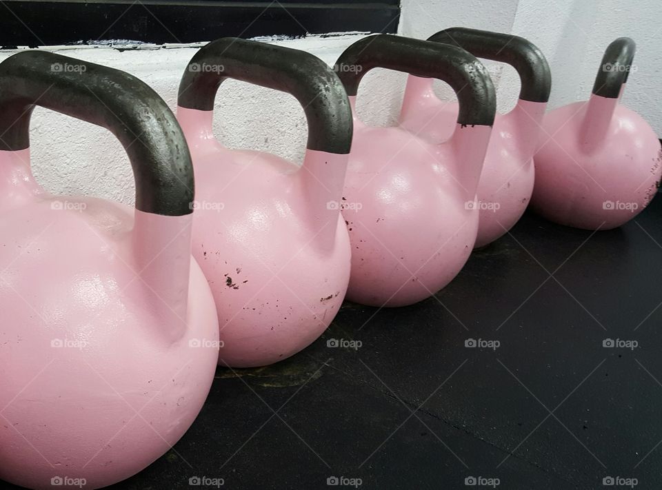 Pink kettle bells  -  as light as cotton candy