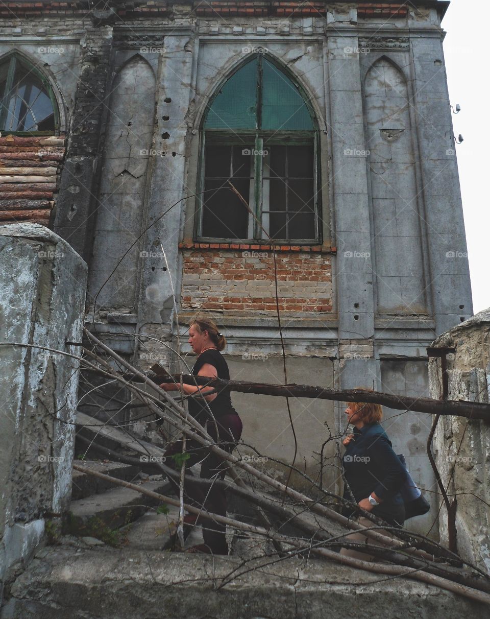 people and old castle