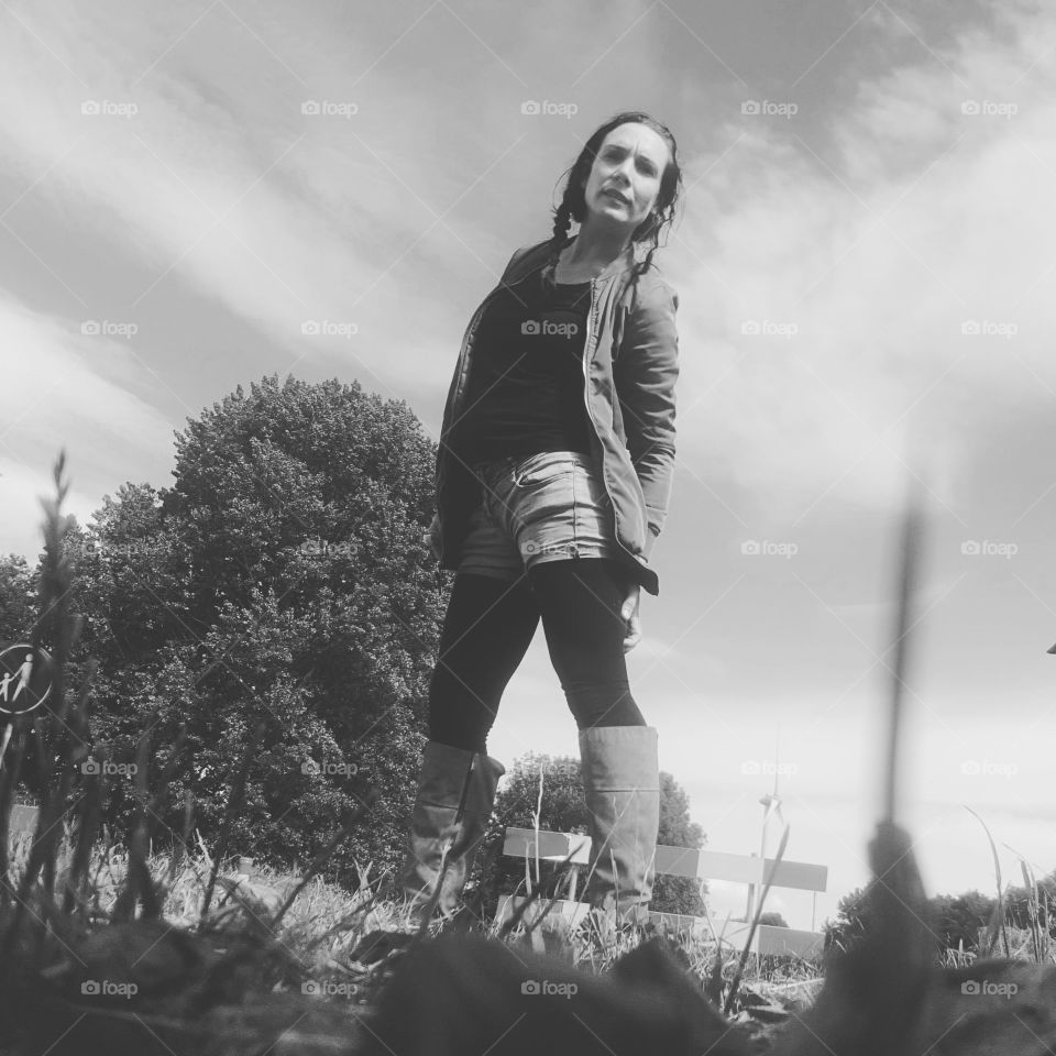 Woman outside in a pose for the camera