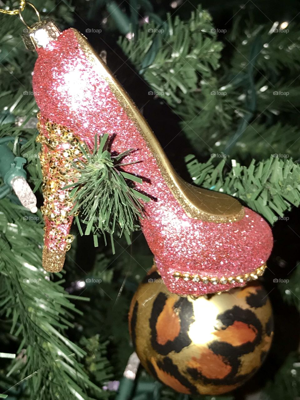 Glittery shoe Christmas ornament 