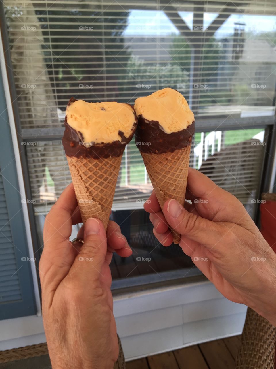 Two ice cream cones