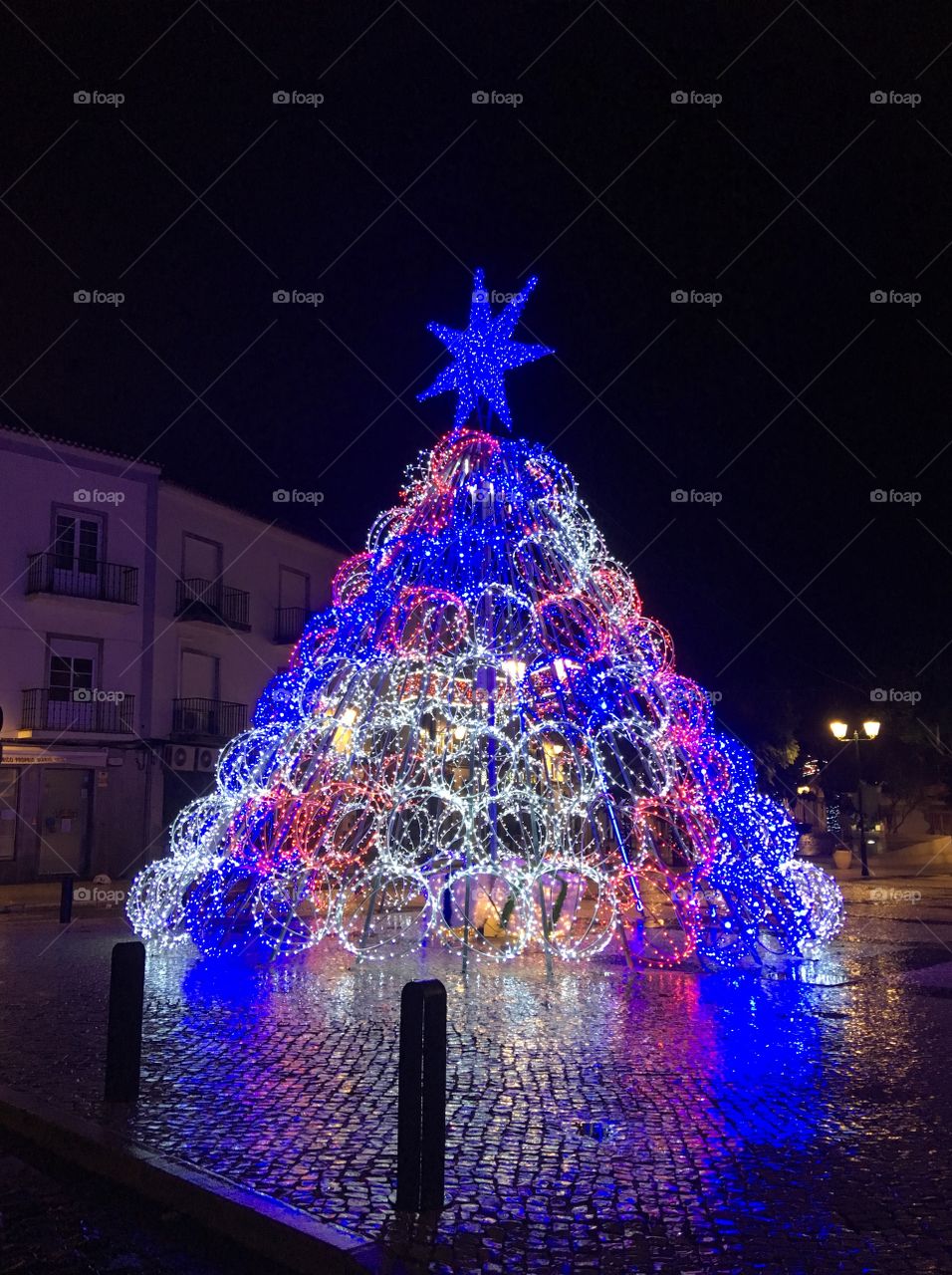 Street, Christmas Tree, decoration, lights 