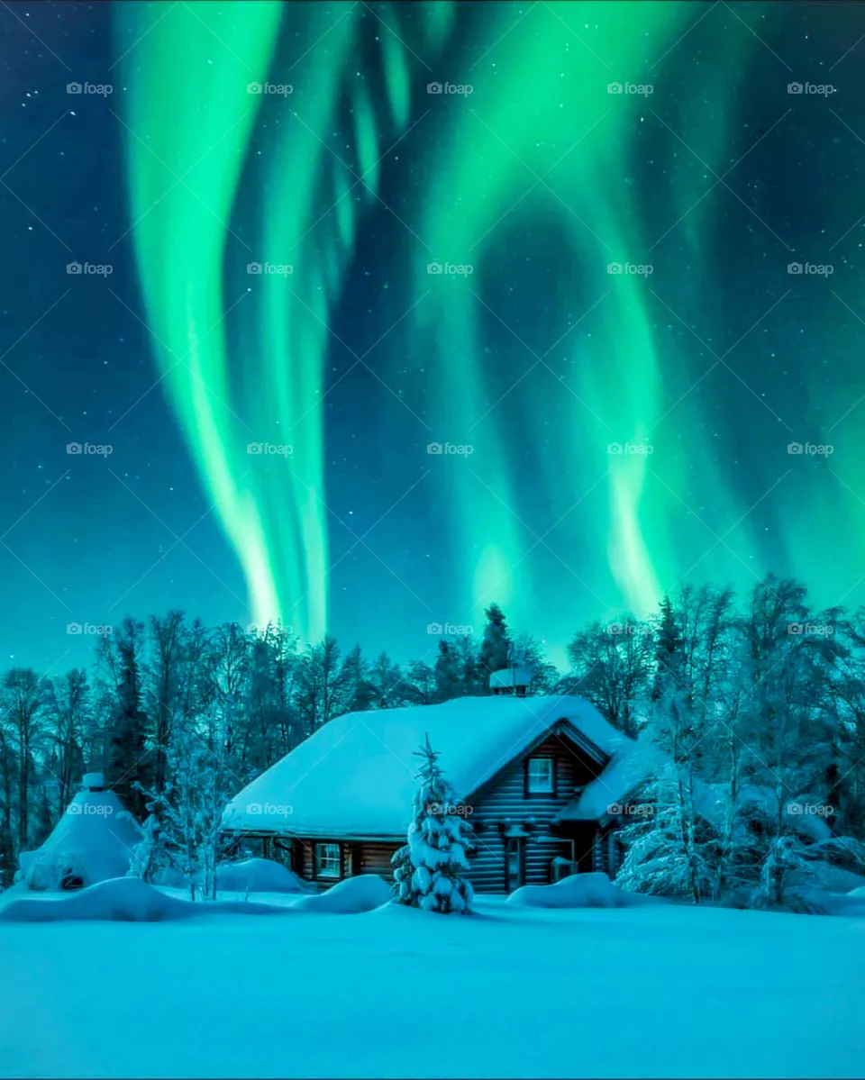 Colourful northern lights in Iceland.