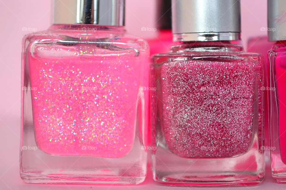 Close-up of glittering nailpolish