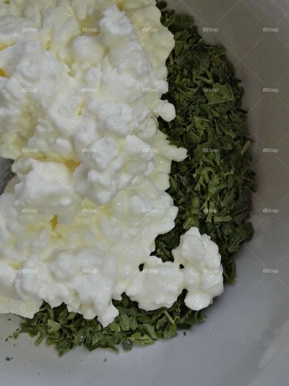 white cheese with parsley