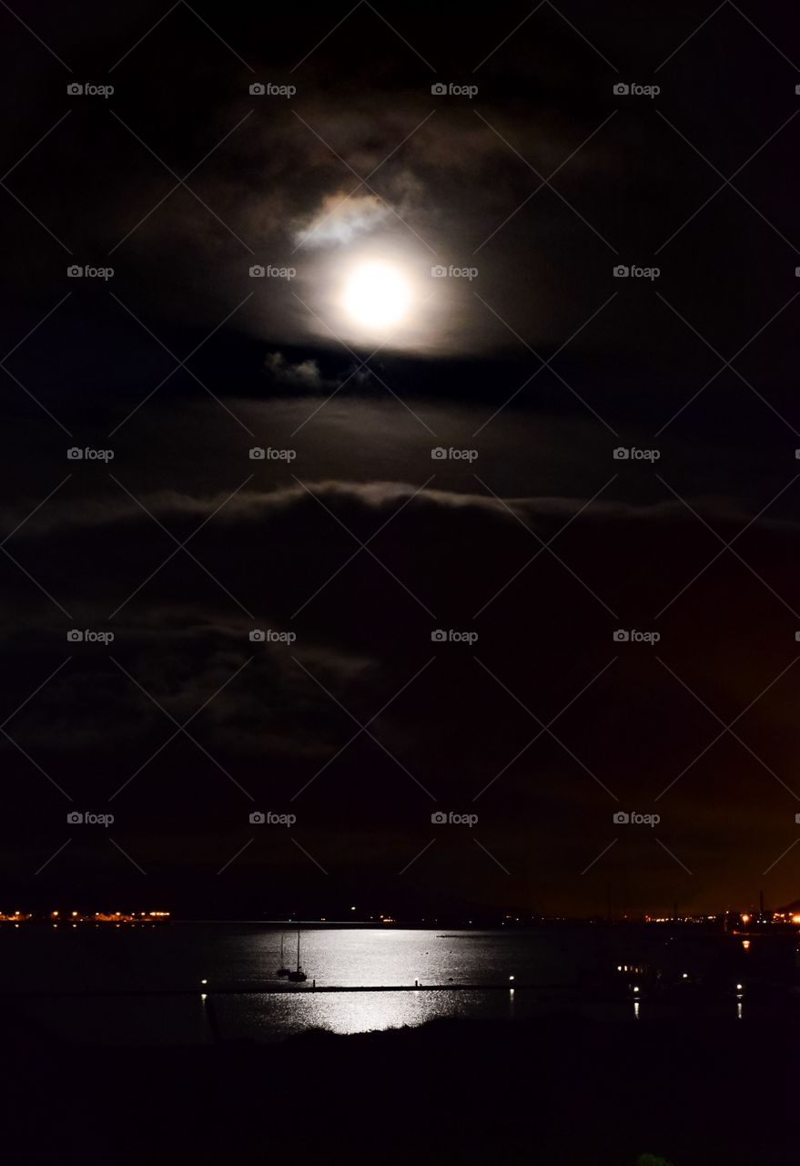 Moonlight reflected in sea