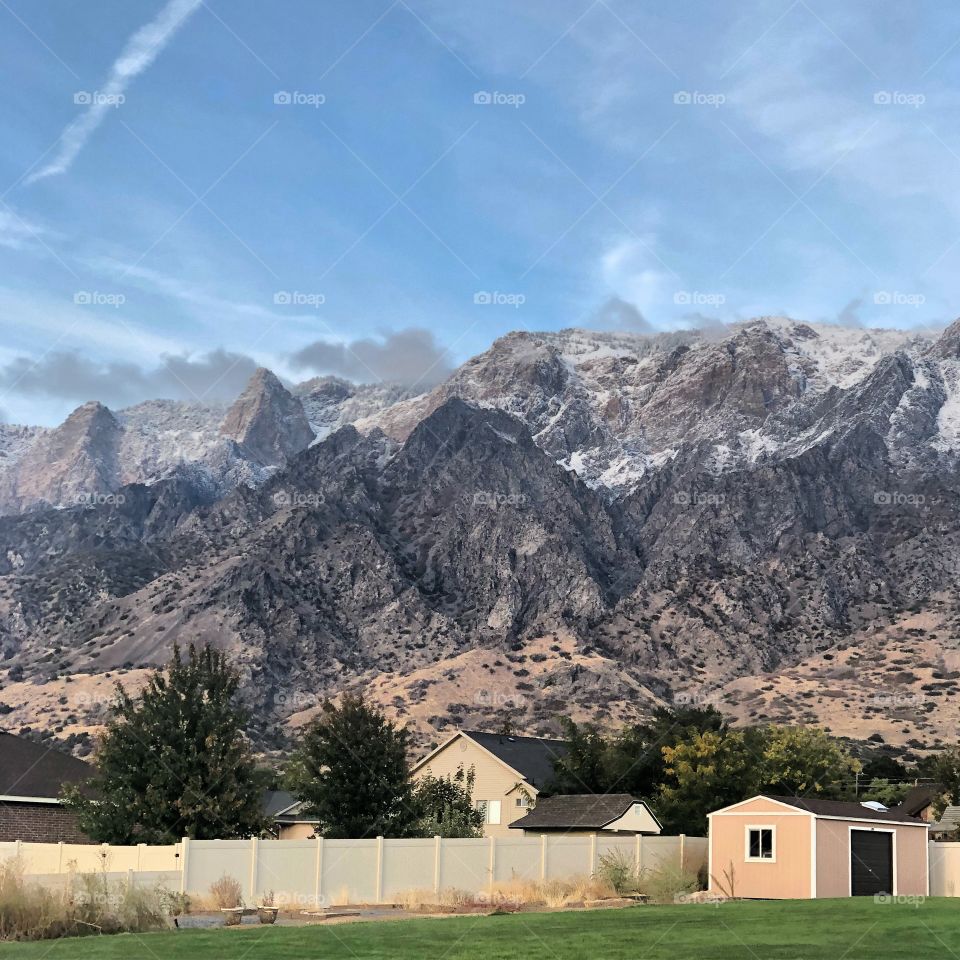 Snow capped mountain view 